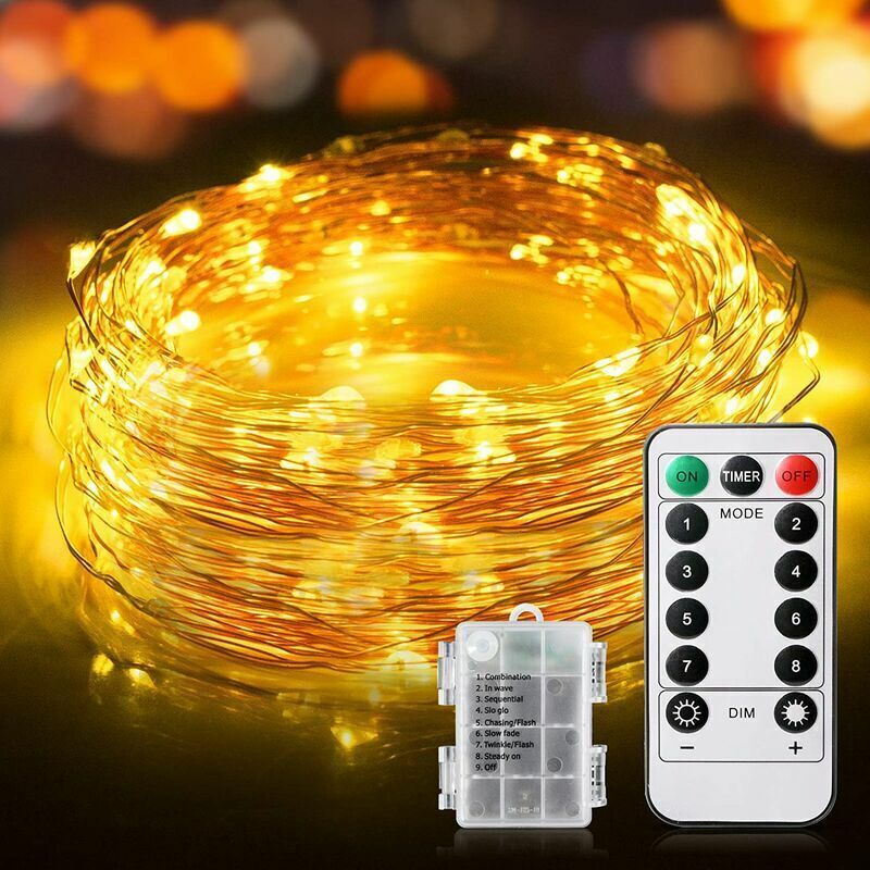 Lichterkette, 20 m und 200 LED-Lichterketten, batteriebetrieben, IP65, wasserdicht, 8 Modi, Lichterkette, Innen-/Außenlichterkette, für Schlafzimmer,