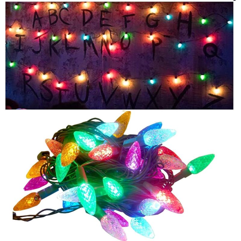 Lichterkette Bunt Batterie Betrieben, Vintage-Amerikanisch 8M 35 LEDs Lichterkette Außen Innen 8 Modi Wasserdicht für Balkon Kinderzimmer Deko