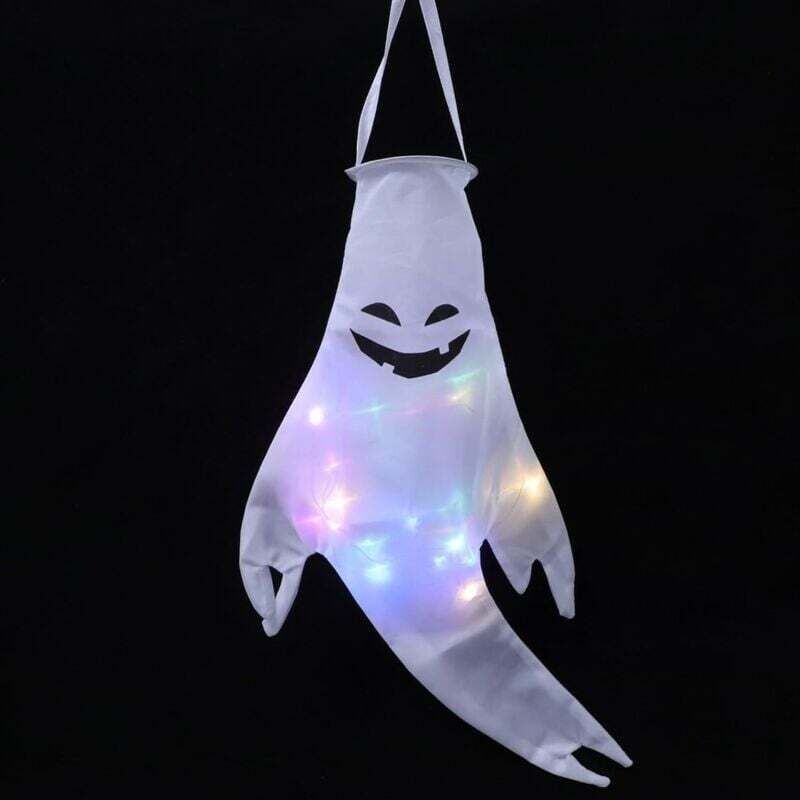 Lichterkette für den Außenbereich, Halloween-Hängedekoration mit Geistermotiv, Halloween-Windsack, Hängegeist – Groß, 50 Zoll