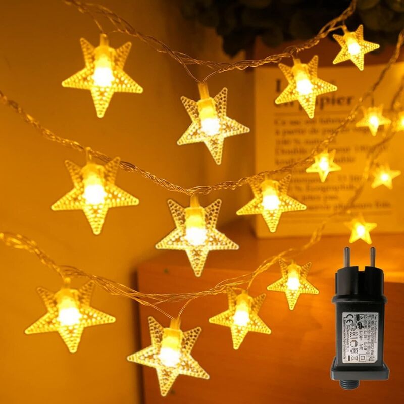 Lichterkette für draußen, Lichterkette zum Einstecken, 10 m, 70 LED-Sternenlichter, 8 Modi, wasserdichtes Netzteil, Lichterkette für drinnen und
