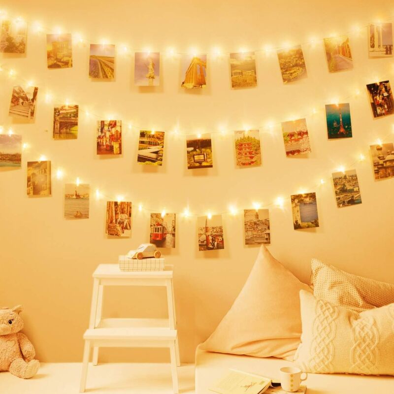 Lichterkette für Fotos, Lichterkette fürs Schlafzimmer, batteriebetriebene LED-Lichterkette für Fotos, Foto-Lichterkette mit Klemme (1,5 m, 10 LEDs,