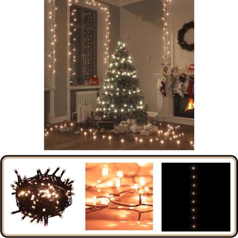 Lichterkette mit 2000 LEDs Indoor & Outdoor 200m IP44 Warmweiß - Weihnachtsdeko - Lichterkette - LED-Beleuchtung - Outdoor-Beleuchtung
