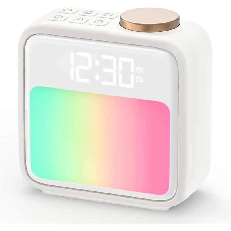 Lichtwecker, Tageslichtwecker mit 2 Alarmen Wake up Light, 6 Natürliche Klänge, 10 Farben Licht Wecker, Schlafhilfe, Snooze, RGB Digital Wecker für