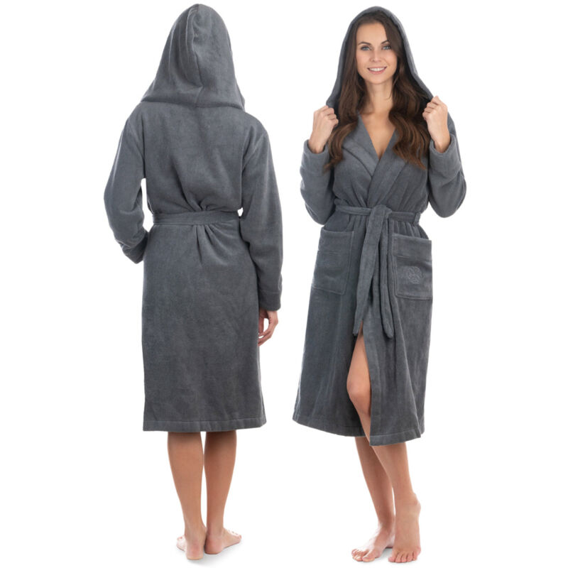 Liebenstein - Bademantel Damen Größe l Premium Bademantel aus Baumwolle Anthrazit