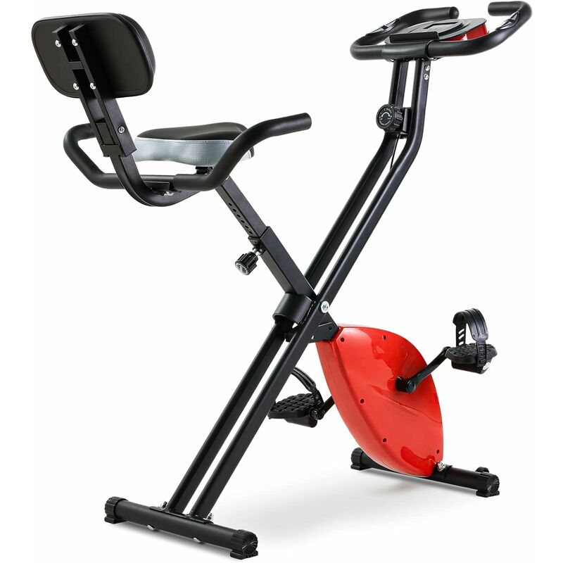 LIFERUN Heimtrainer Klappbar, mit 8 Widerstandsstufen, Belastbarkeit bis 136 kg, mit 6kg Schwungrad, verstellbarem Polster, Geeignet für Familien