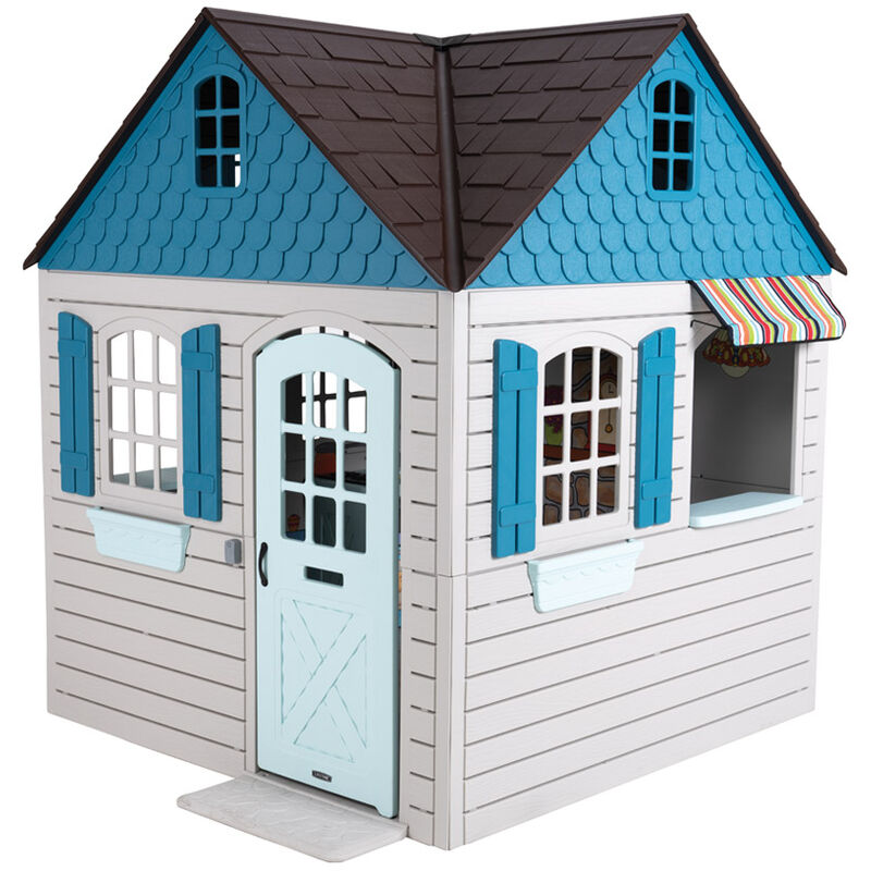 Lifetime Kunststoff Kinder Spielhaus Flipper Lichtgrau/Blau 186x186x215 cm