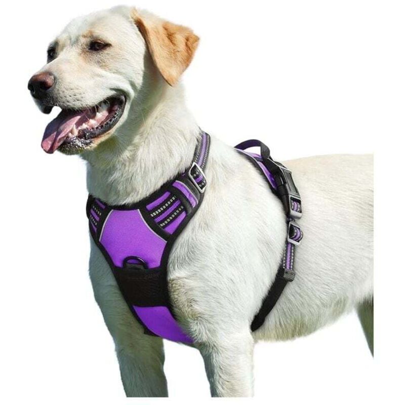 Lila, l, Hundegeschirr, verstellbares, reflektierendes Anti-Zieh-Hundegeschirr, einfach anzulegen, mit Kontrollgriff, atmungsaktives Hundegeschirr,