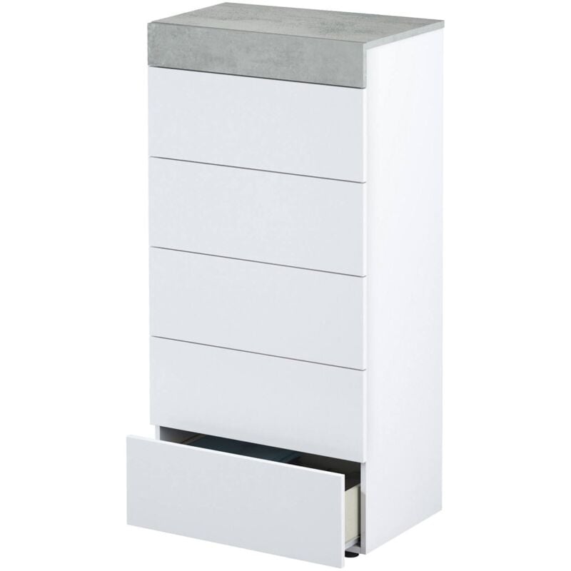 Kommode mit Schubladen Irving, Wöchentlich mit 5 Schubladen, Kommode für Schlafzimmer, Moderne Kommode, cm 61x40h118, Weiß