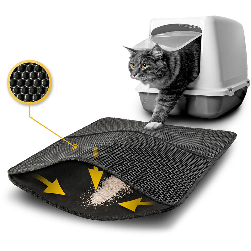 Lionto - doppellagige Katzenstreu-Matte, schwarz, 61 x 38 cm