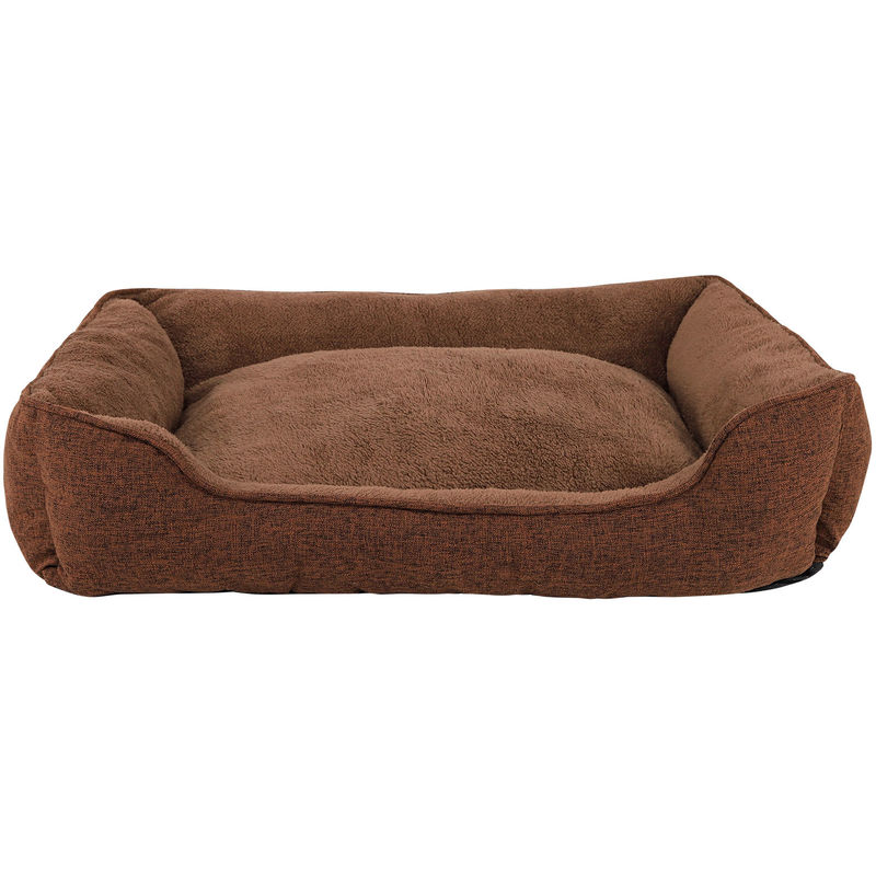 lionto Hundebett meliert Hundekissen Hundekörbchen Bezug abnehmbar 110x80 cm (L) braun