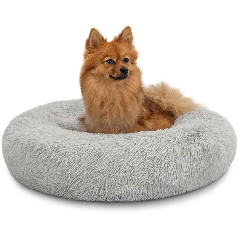 Lionto - Hundebett rund Hundekissen Hundesofa Donut 60cm Durchmesser, hellgrau