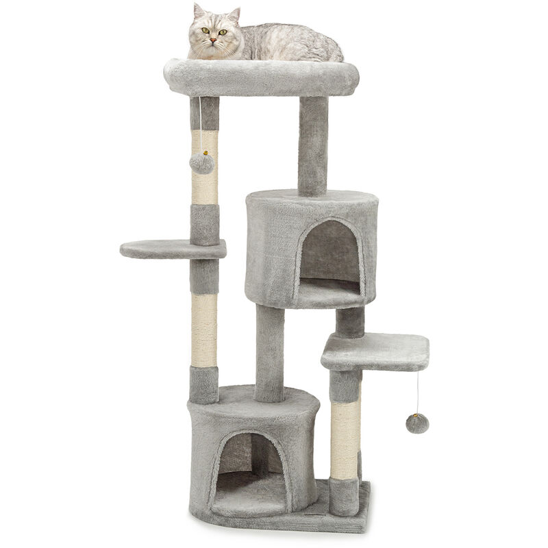 Lionto - Kratzbaum für Katzen Kletterbaum Katzenbaum Höhe 115 cm, hellgrau