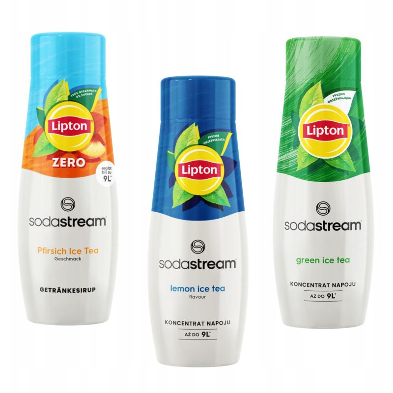 Lipton Ice Tea Sodastream 3er-Pack: Peach Zero, Zitrone, Grün