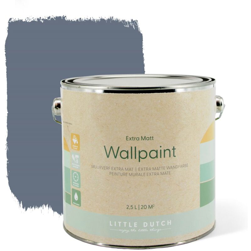 Wandfarbe Matt Pure Blue Blau 2,5L - Little Dutch
