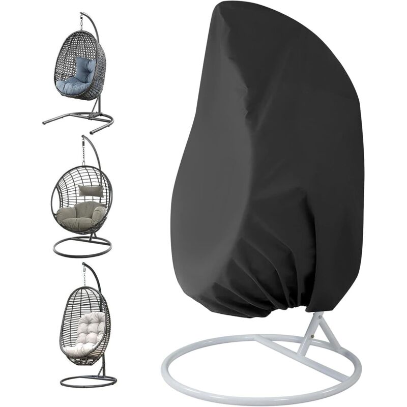 Hängesessel-Abdeckung, Garten-Rattan-Geflecht, wasserdicht, Schutzhülle für Hängesessel, wasser- und staubabweisend – 190 x 115 cm (schwarz)