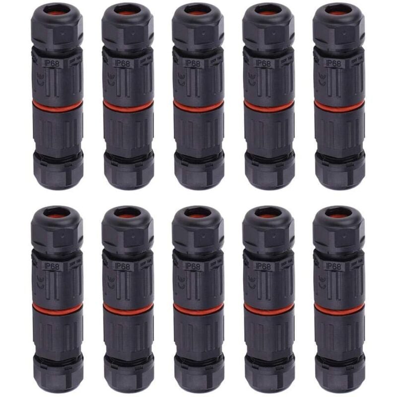 10 Stück wasserdichter elektrischer Steckverbinder, IP68, wasserdichte Armatur, elektrisches Kabel, 3-polige wasserdichte Steckverbinder,
