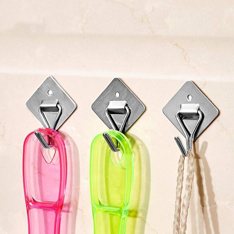 Lntyq - 12 Stück Badezimmer-Wandhaken, selbstklebende Haken, hochwertiger Edelstahl, ideal für Badezimmer, Küche und Wohnzimmer