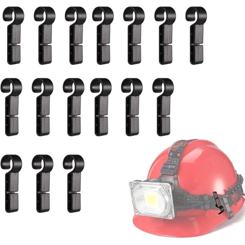 Lntyq - 16 Stück Bauhelm-Scheinwerferclips, Bauhelm-Fahrradhaken, für Helme, Scheinwerferclips, passend für eine Vielzahl von Scheinwerfern, Helmen