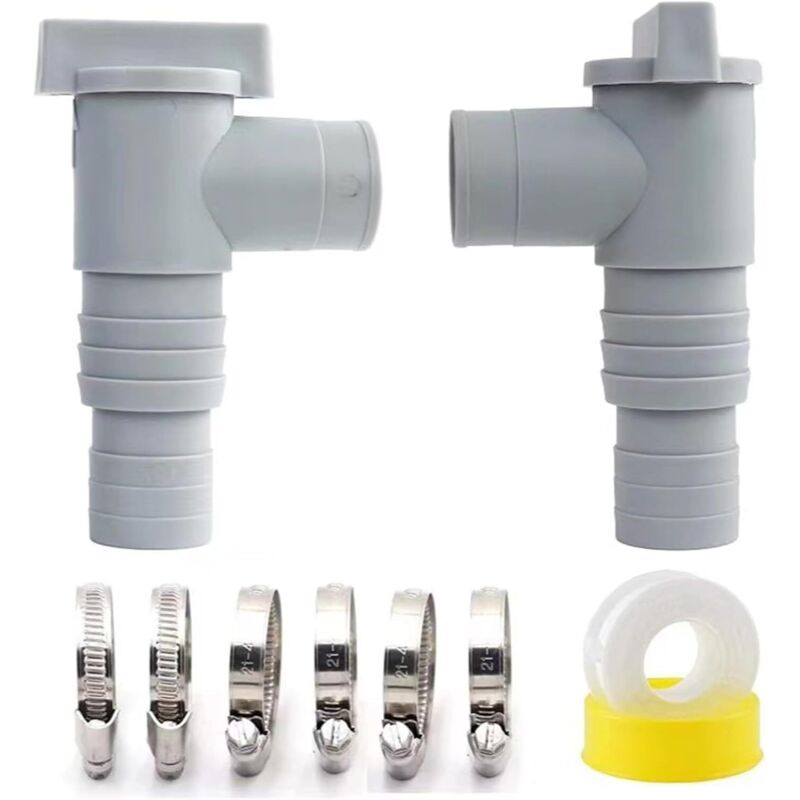2 Pièces Vanne Intex Raccord Piscine Vanne d Arret Piscine 32/38mm Intex Set of Pool Shut-Off Valve pvc Hose 32 Mm Maintenance Pool Accessories Pool