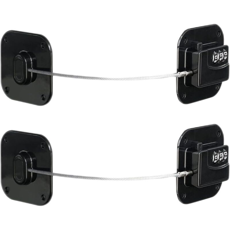 2 Stück – Schwarz – Kühlschrankschloss – Kindersicherung für Schränke – Fenster und Kühlschränke – Schubladenschloss – Babyschloss –