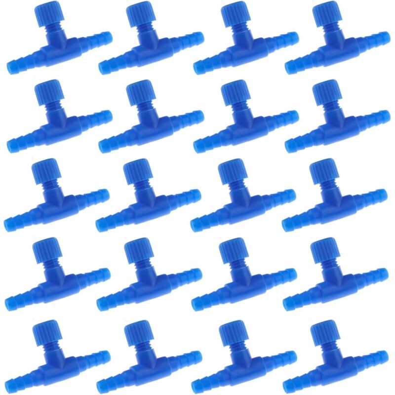 20 Stück 2-Wege-Steuerventile, Luftpumpe, Kunststoff, T-Form, Aquarium-Schlauchverbinder für 4 mm Luftschlauch, Aquarium, Teich, Aquarium - Lntyq