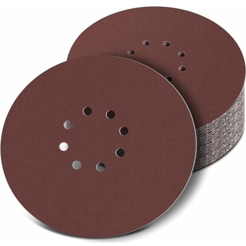225mm Disque de Ponçage,30 Pcs Disque abrasif circulaire,8 trous Papier abrasif ponceuse,papier abrasif pour ponceuse à sec ponceuse girafe(120 240
