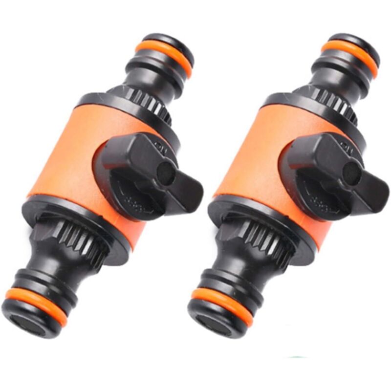 Lntyq 2er-Pack Gartenschlauch-Schnellverbinder mit Absperrventil, Gartenschlauch-Anschluss (Orange)