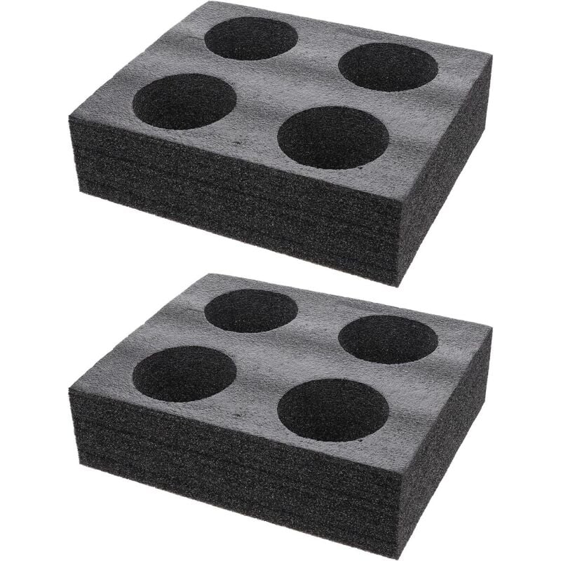 2er-Pack Schaumstoff-Getränkehalter für Camping, Wohnmobile, Autos, Wohnwagen, Boote, schwarz, 4 Löcher, Gläser, Tassen, Getränke, Kaffeetassen