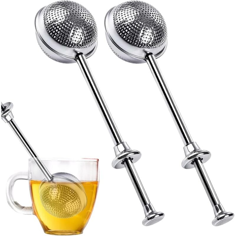 2er-Set Tee-Eier aus Edelstahl mit langem Griff – Tee-Ei, Tee-Ei, Teefilter, Teefilter für Teetasse - Lntyq