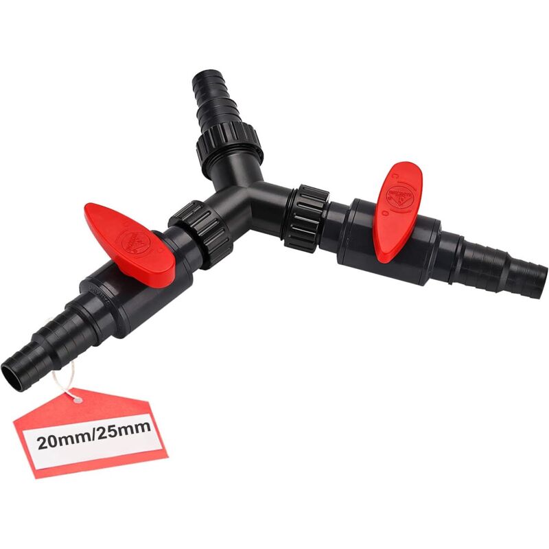 Lntyq - 3-Wege-Verteiler 20/25 mm (3/4 1 Zoll) Y-Splitter-Adapter, verstellbarer ABS-Y-Verteiler, Schlauchverbinder für Teichpumpe, Gartenschlauch