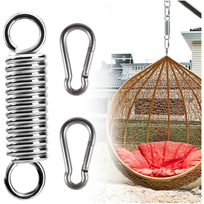304 Schaukelfeder für Hängesessel, 2 Karabiner, 1 Aufhängefeder für Hängesessel, Hängeschaukel und Boxsackhalterung - Lntyq