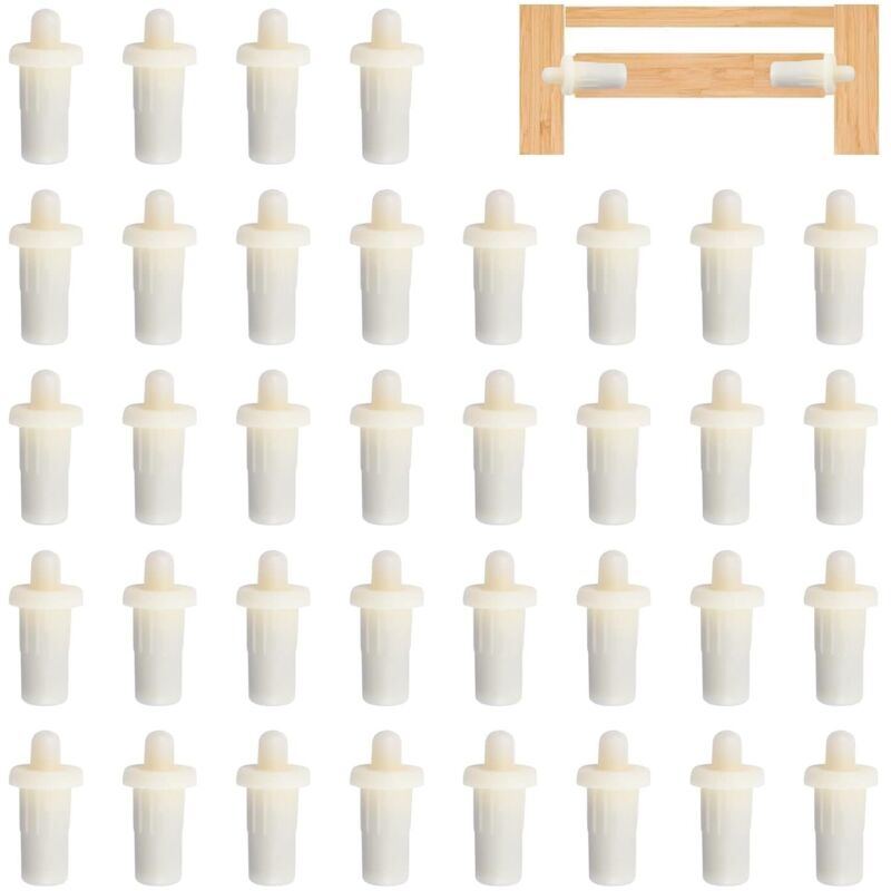 Lntyq 36 Stück Federreparaturstifte aus Kunststoff für Jalousien und Schranktüren, Dämpfer, Ersatz für Möbel, Regale, Durchmesser 7,5 mm (weiß)