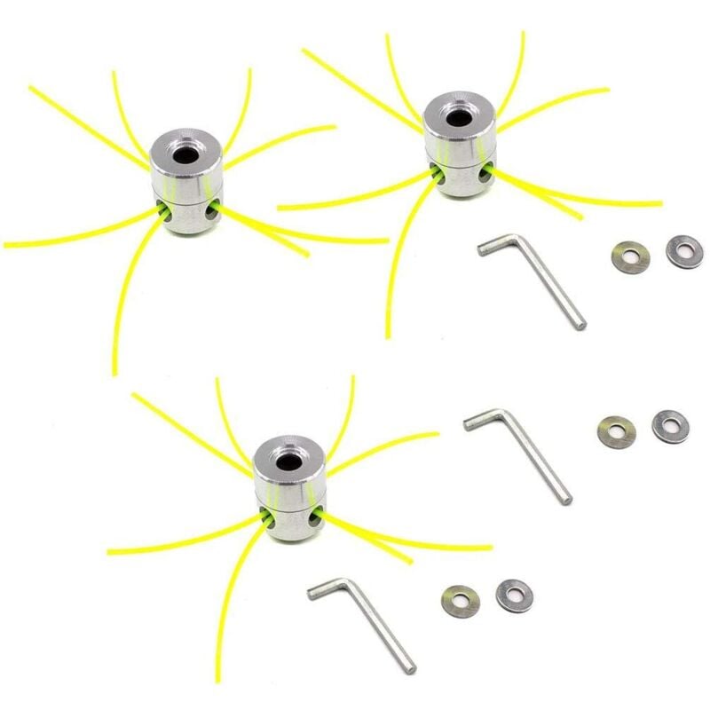 Lntyq 3er-Set Aluminium-Drahtkopf Trimmerkopf Doppeldrahtspule Nylon-Drahtkopf für Benzin-Freischneider Rasenmäher, Universal-Mehrdrahtkopf für Draht