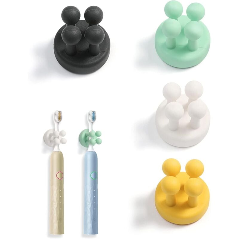 Lntyq - 4 Stück Rasiererhalter, Duschrasiererhalter, wandmontierter Zahnbürstenhalter, wasserdichter Badezimmer-Zahnbürstenhalter für Badezimmer,