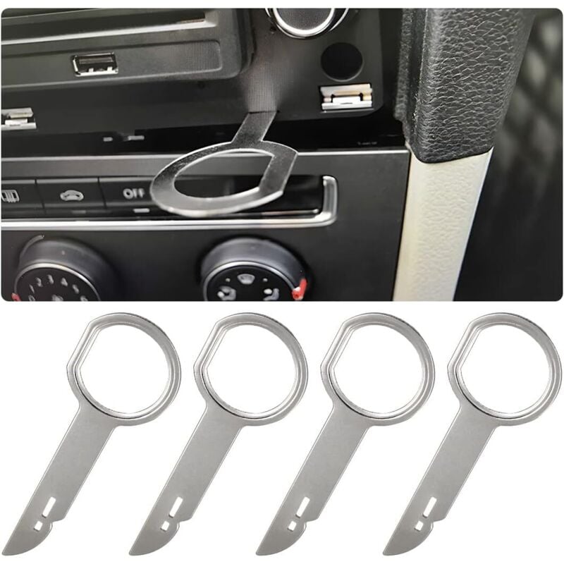 4-teiliges Autoradio-Entriegelungswerkzeug, Edelstahl-Autoradio-Entriegelungsschlüssel, Autoradio-Entriegelungsschlüssel, verstärkte