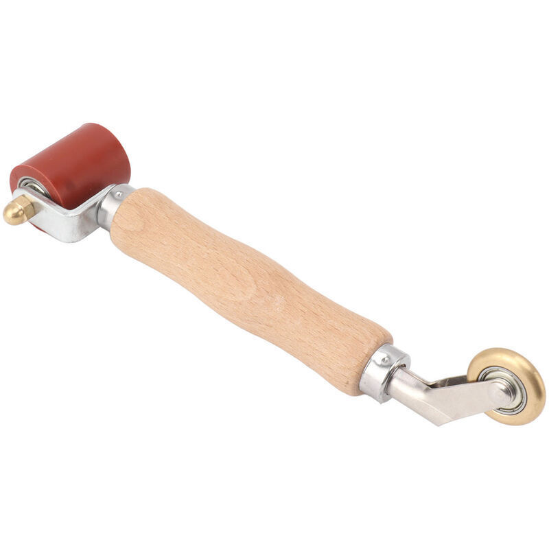 Lntyq 40 mm Silikon-Nahtroller mit doppeltem Verwendungszweck, Messingrad, Holzgriff, Tapeten-Flachnahtroller für PVC-TPO-Schweißen, Rot