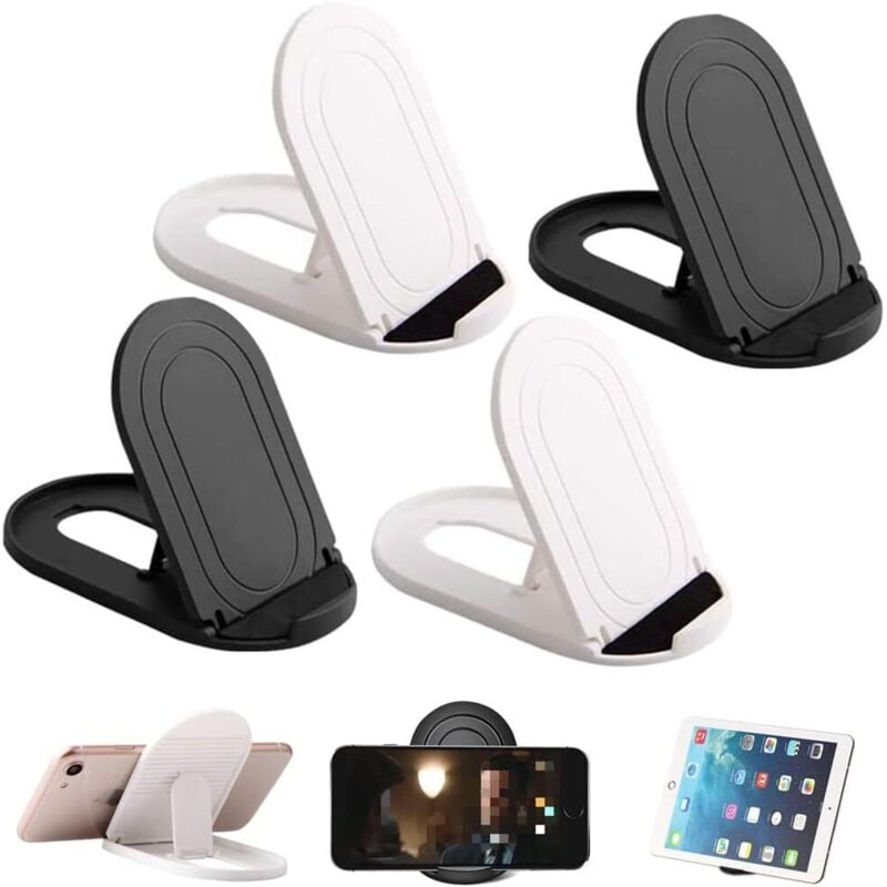 4er-Pack ovaler, faltbarer Handyständer, mehrere Winkel, universell, tragbar und verstellbar – kompatibel mit Tablets, Smartphones, Kindle (Schwarz