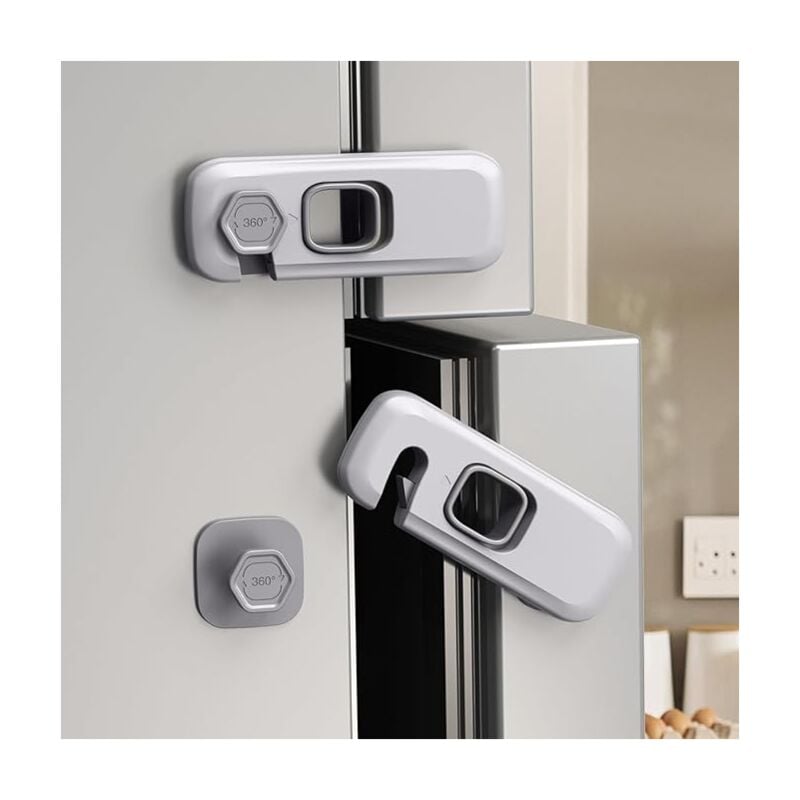 5-teiliges Sicherheitsschloss für französische Kühlschränke, kindersicheres Doppeltürschloss für Kühlschränke, Schrankschloss, kein Werkzeug oder