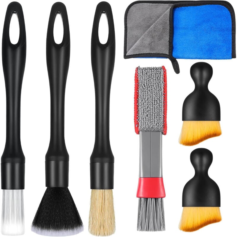 Lntyq - 7 Stück Auto-Reinigungsbürste, Auto-Reinigungsbürste, Auto-Innenreinigung, Auto-Detailing-Bürsten, Auto-Detailing-Bürste, geeignet für die