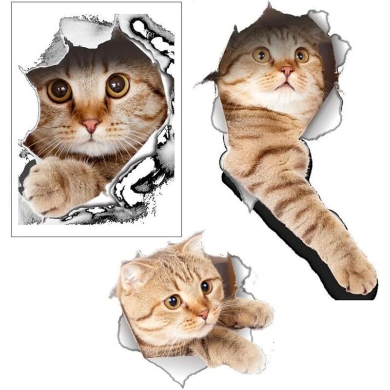 Lntyq Autoaufkleber, Katzenaufkleber, Autoaufkleber, Katzen-Autoaufkleber, 3D-Stereo, abnehmbar für Auto, Kawaii-Aufkleber,