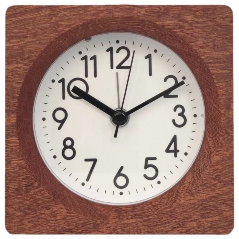 Batteriebetriebener Wecker, hölzerner Morgenwecker mit Schlummerfunktion, tickfreier beleuchteter Wecker, Miniwecker für unterwegs, geräuschlose Uhr