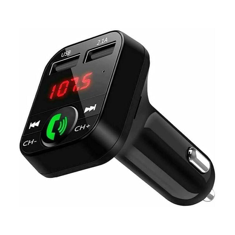 Bluetooth-FM-Transmitter – Freisprecheinrichtung für Auto und lkw, Bluetooth-Musikplayer V5.0 + edr, FM-Empfänger-Radioadapter, Dualer