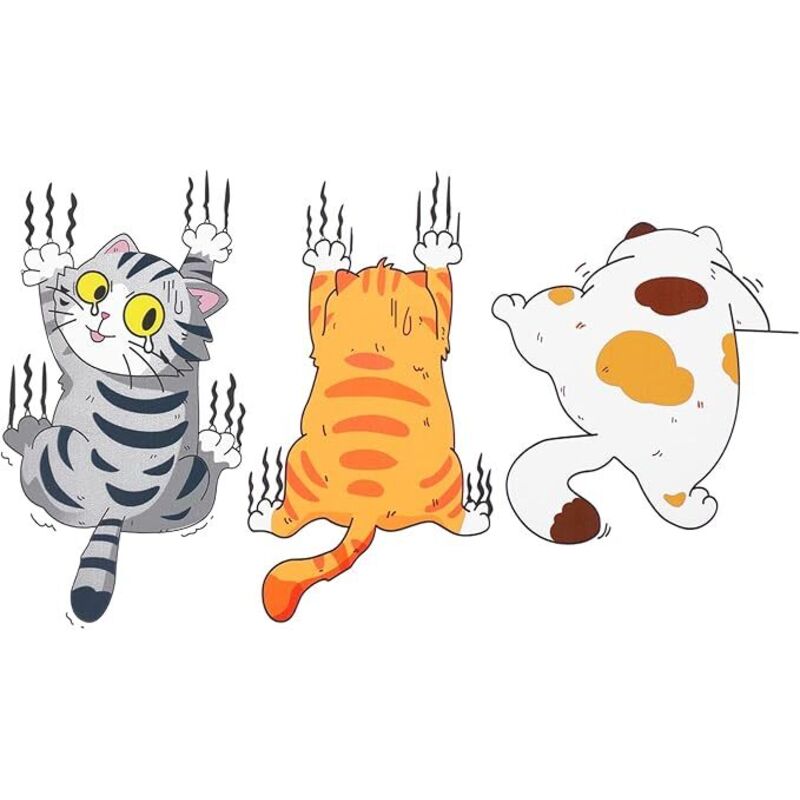 Cartoon-Katzen-Autoaufkleber, 3 Stück, lustige Vinyl-Autoaufkleber, Katzen-Stoßstangenaufkleber, Anti-Kratz-Abdeckung - Lntyq