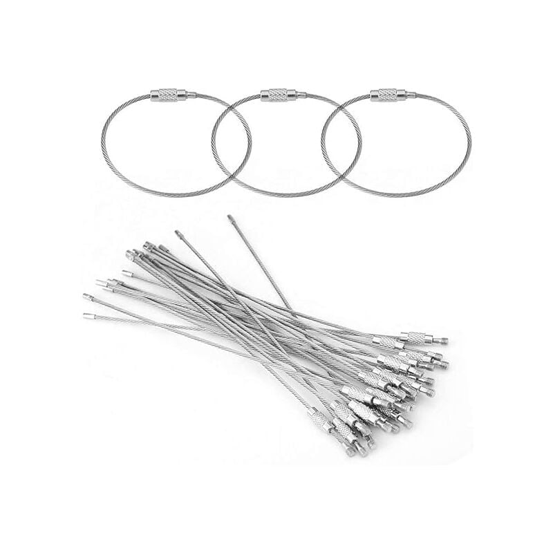 Draht-Schlüsselanhänger, starker Schlüsselanhänger, Draht-Schlüsselanhänger, Schlüsselanhänger, Edelstahlkabel, Schlaufenkabel, Ringe mit Dichtungen