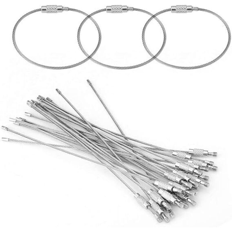 Draht-Schlüsselanhänger, starker Schlüsselanhänger, Draht-Schlüsselanhänger, Schlüsselanhänger, Edelstahlkabel, Schlaufenkabel, Ringe mit Dichtungen