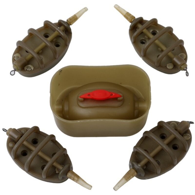 Flacher Inline-Feeder, Inline-Angel-Feeder mit Schnellverschlussform, Angelzubehör (15 g, 20 g, 25 g, 35 g) - Lntyq