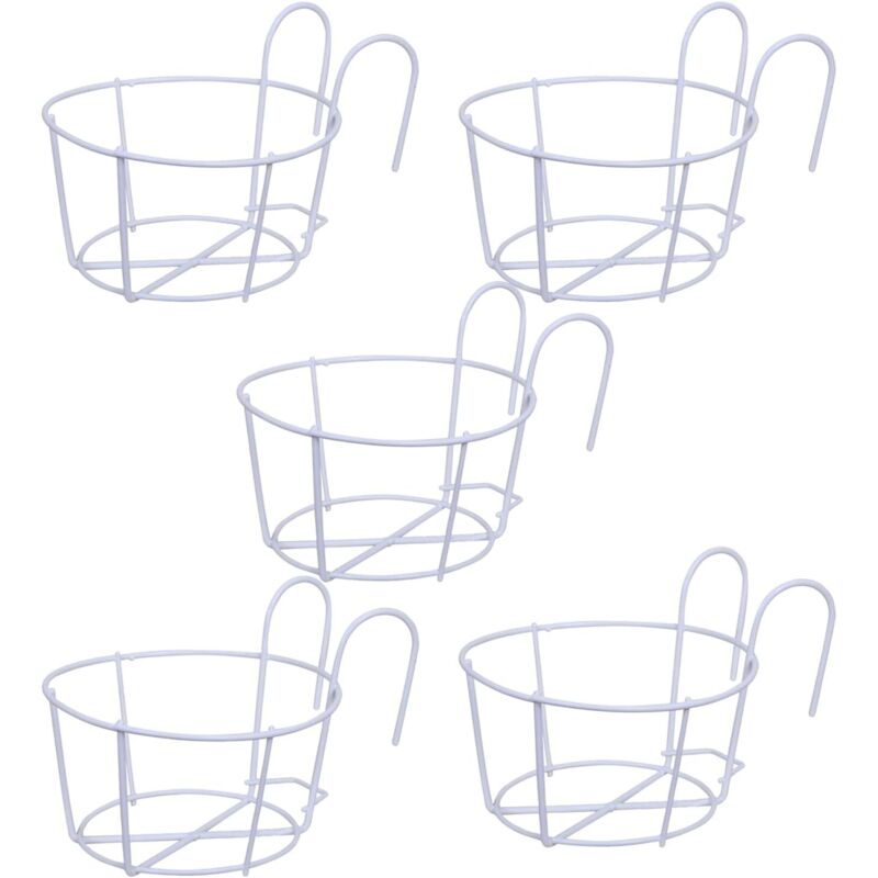 Hängender Blumentopfhalter, 5 Stück Metall Hängender Blumentopf, Balkon Pflanzentopfhalter Runde Pflanzkörbe, für Haus Balkon Garten Geländer - Lntyq