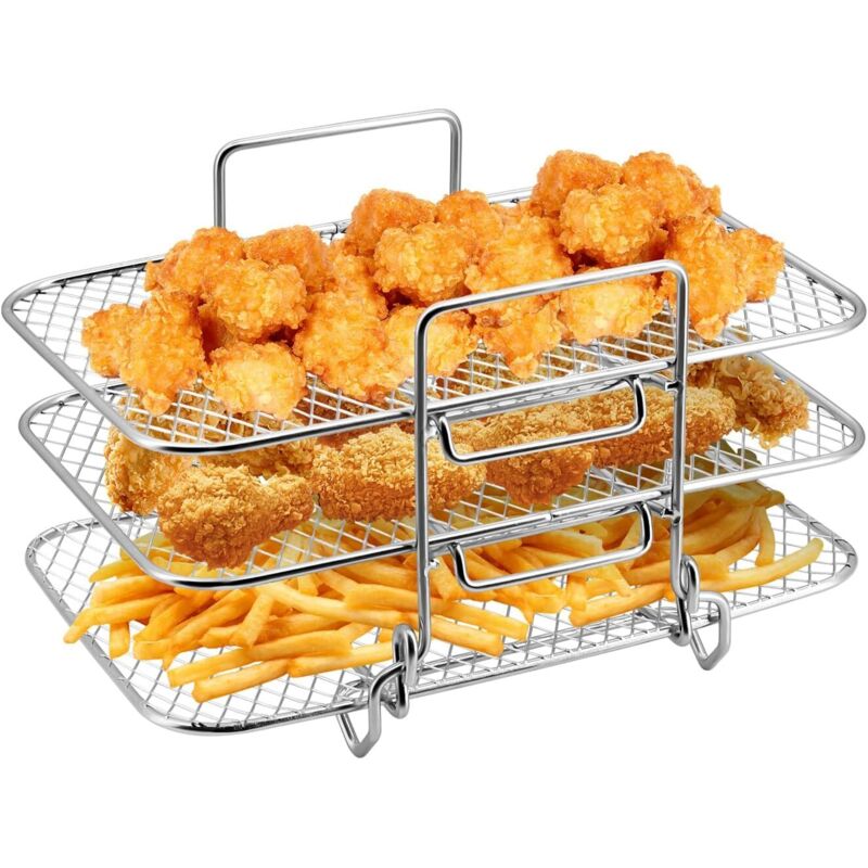 Heißluftfritteusenständer für Ninja Dual Air Fryer – Mehrzweckzubehör – Edelstahl 304, kompatibel mit Ninja DZ201 / DZ401 / AF300UK / AF400UK - Lntyq