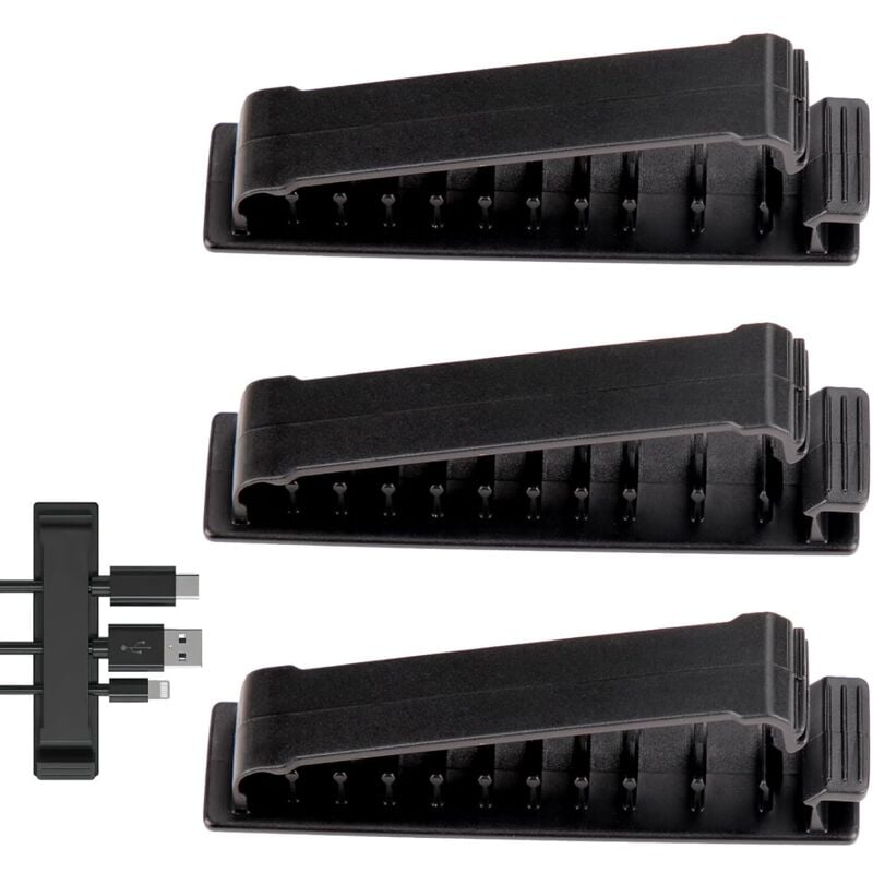 Kabel-Clips, Schreibtisch-Organizer, Set mit 3 Kabel-Clips, mit selbstklebenden, Kabel-Organizer-Clips, Kabel-Management, Kabel-Organizer, für