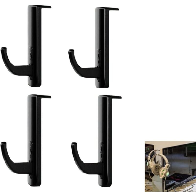 Kopfhörer-Aufklebehaken, 4 Stück Ohrhörer-Aufhänger Kopfhörerhaken Kopfhörerhaken Monitor-Headset-Halter Stick Gaming-Headset-Ständer Schwarz - Lntyq